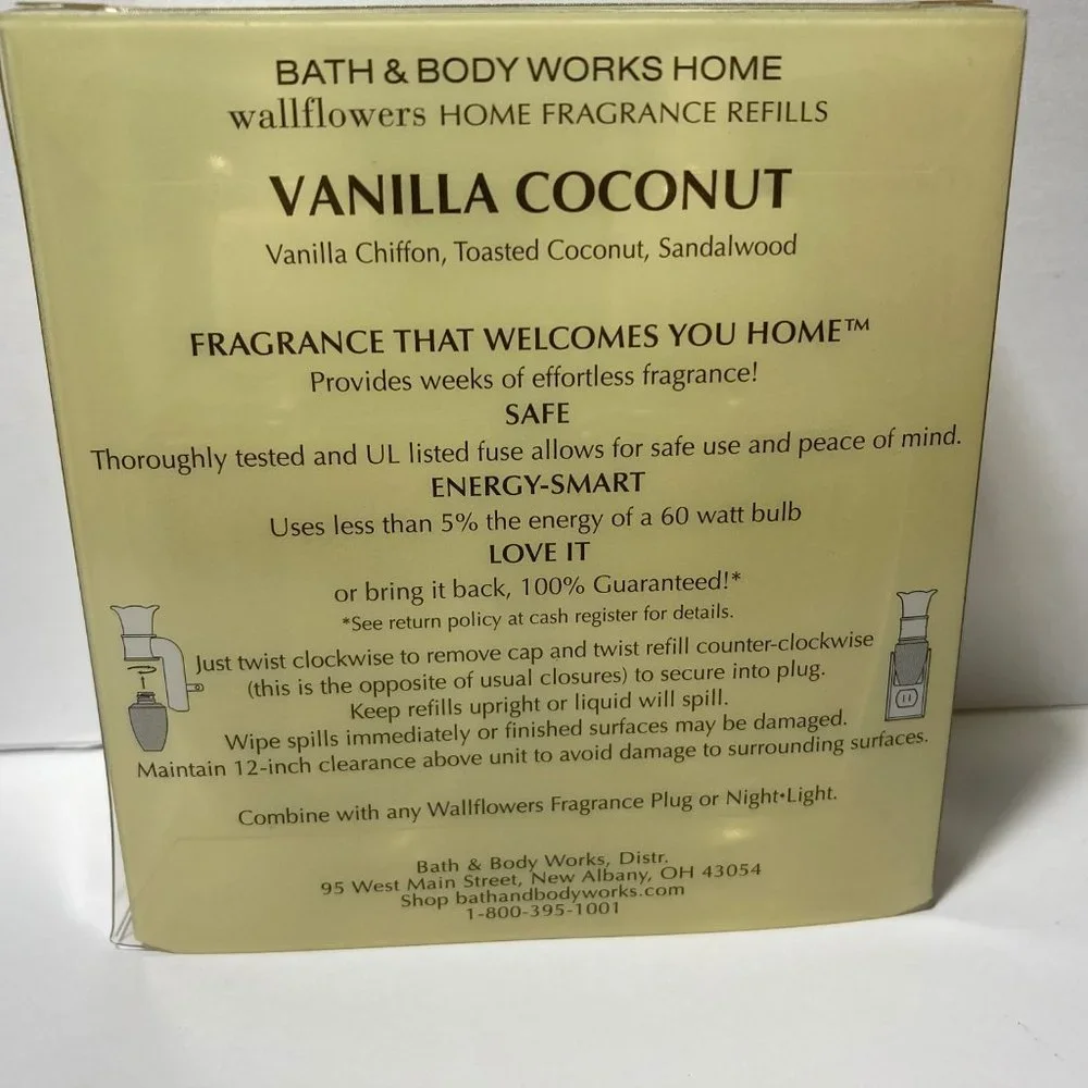 4 Bath & Body Works Wallflowers Vanilla Coconut